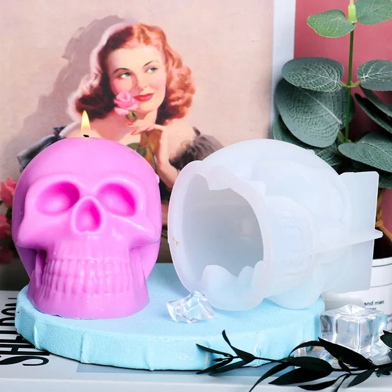 3D Skull Candle Silicone Mold DIY Halloween Decorative Candle Handmade