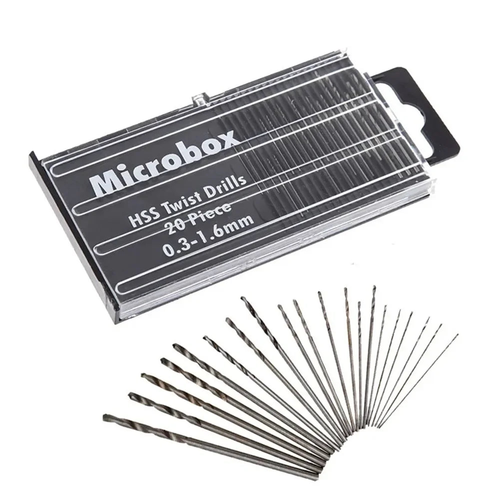 20Pcs Mini HSS Spiral Drill Bits Set 0.3mm-1.6mm for Jewellery Watch