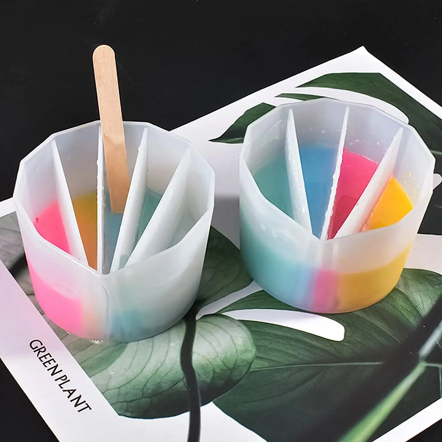 Split Cup For Paint Pouring,Reusable Fluid Art Split Cup Silicone