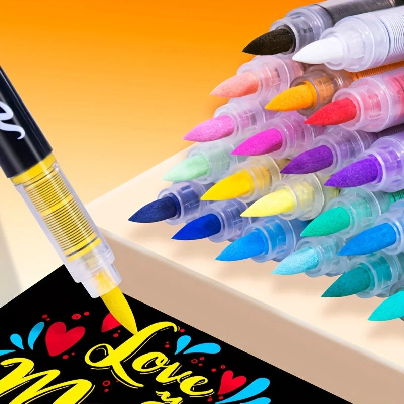 12-120 Colors Acrylic Paint Pens Markers Brush Tip Paint Markers for