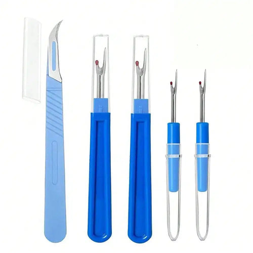 5PCS Sewing Seam Ripper Kit Blue Sewing Stitch Thread Unpicker Cutter