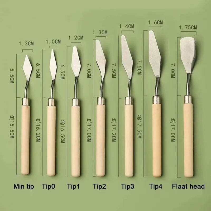 7Pcs Stainless Steel Oil Painting Knives Artist Crafts Spatula Palette