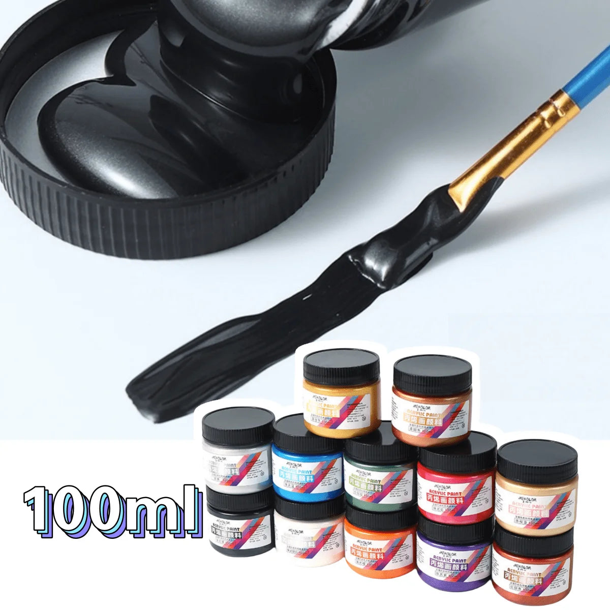 100ml Matte Acrylic Paint Bundle Premium Colors Non Crack Formula for