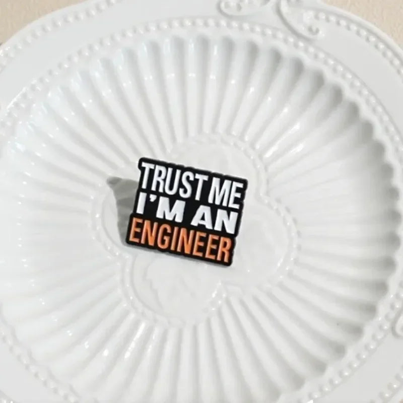 1pcs Creative Letters TRUSTMEI'MAMENGINEER Brooch Paint Craft English