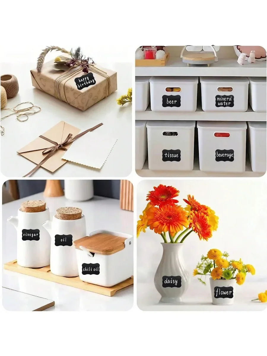 Black Waterproof Reusable Label Stickers With White Chalk For Mason