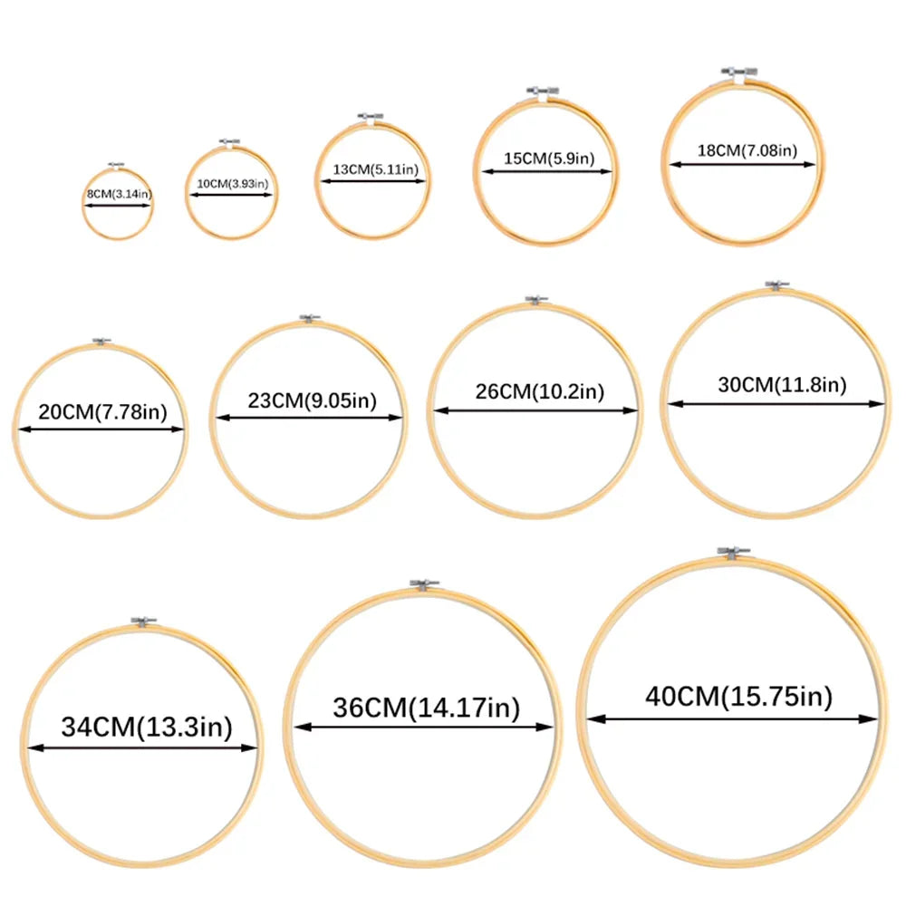 10pcs/Set 10-40cm Wooden Embroidery Hoops Frame Set Bamboo Embroidery