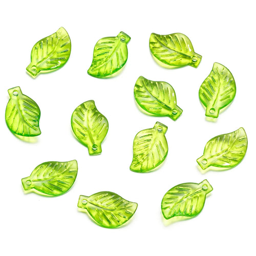 10-100pcs Green Acrylic Leaf Charms Leaves Beads Pendants For Diy