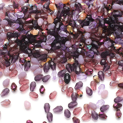 100Pcs/Lot 4x6mm AB Mixed Color Tear Drop Faceted Crystal Glass Beads