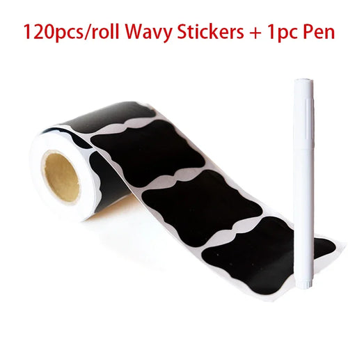 Black Waterproof Reusable Label Stickers With White Chalk For Mason