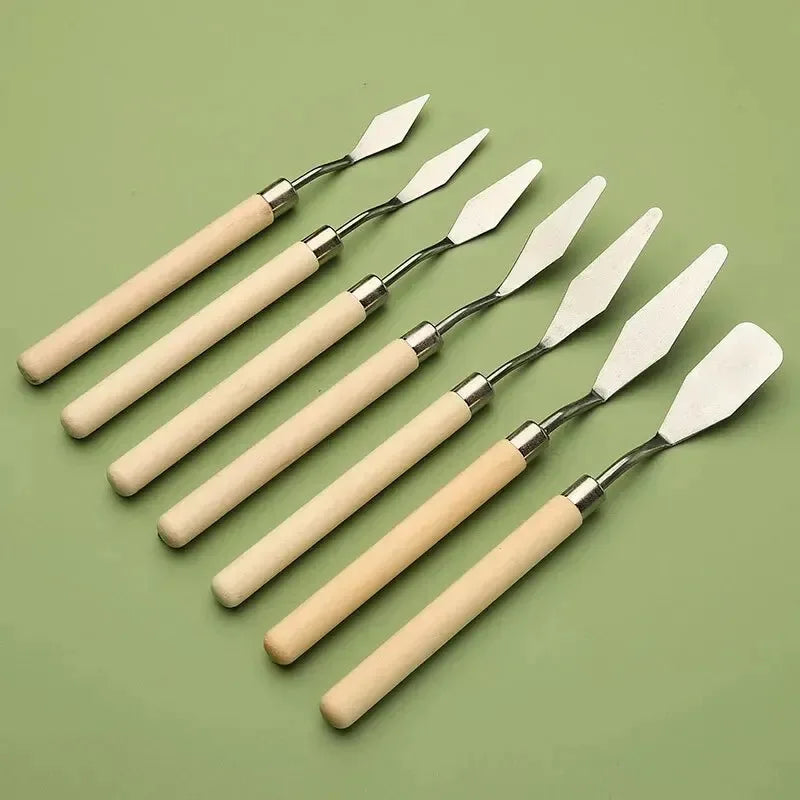 7Pcs Stainless Steel Oil Painting Knives Artist Crafts Spatula Palette