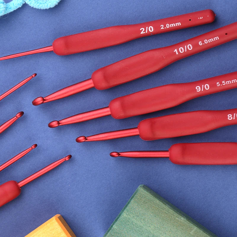 Fenrry 9PCS Red Crochet Hook Ergonomic Handle for Arthritic Hands