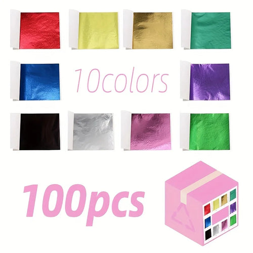 100 Sheets DIY Nail Gold Leaf Sheets Painting Gold Leaf Paper Art