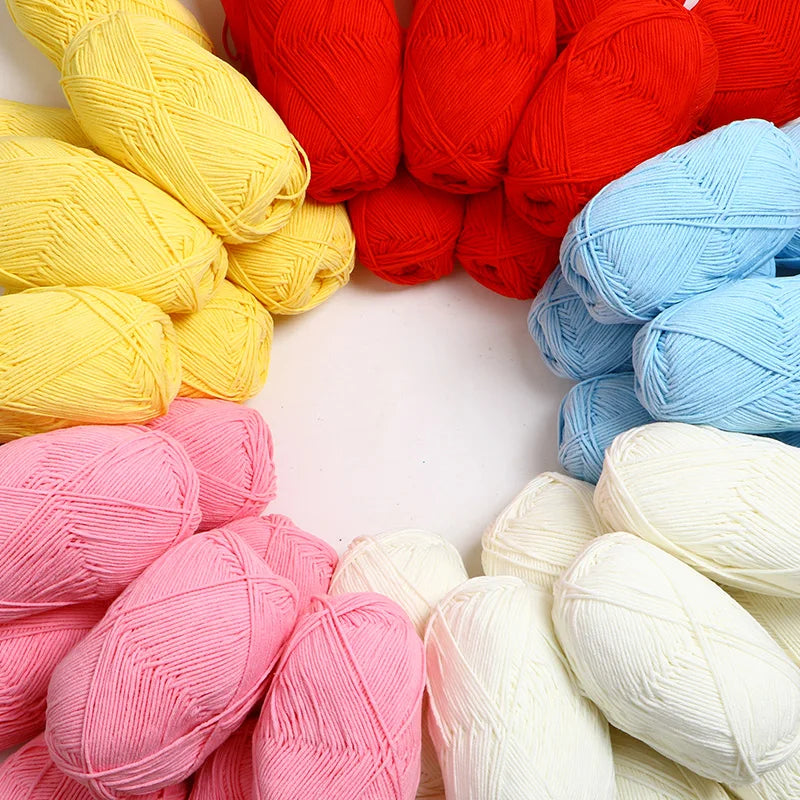 40-50g/Set 4ply Milk Cotton Knitting Yarn Needlework Dyed Lanas For