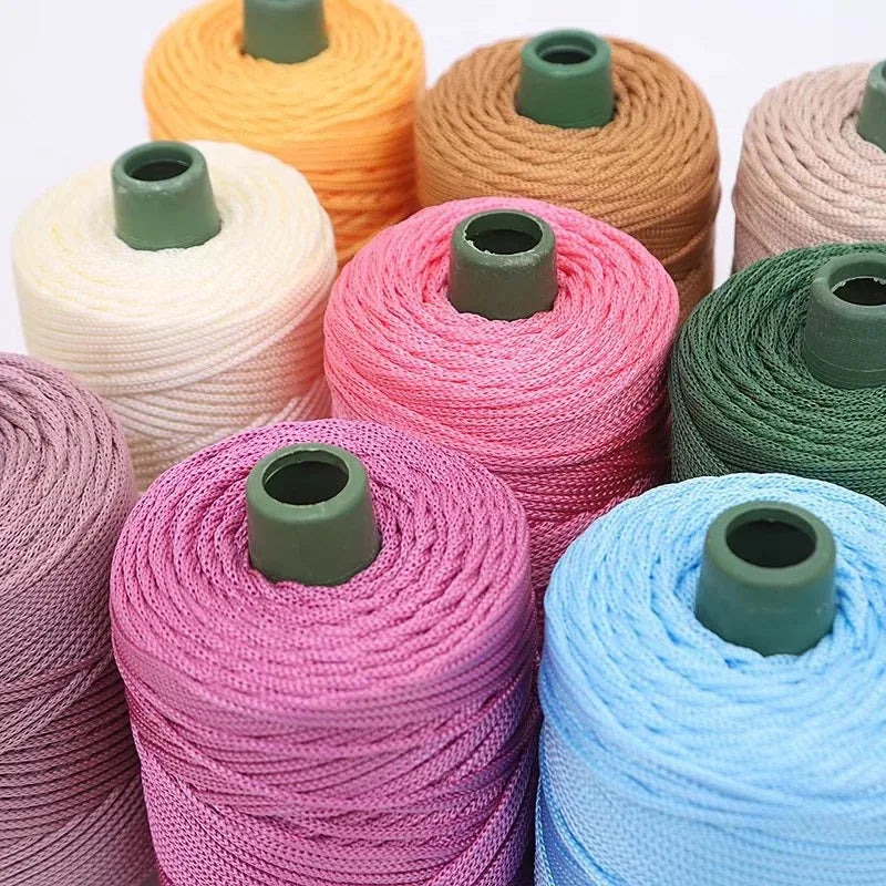 3mm Colored Cotton Cord Twisted Woven Rope Hollow Thread Craft