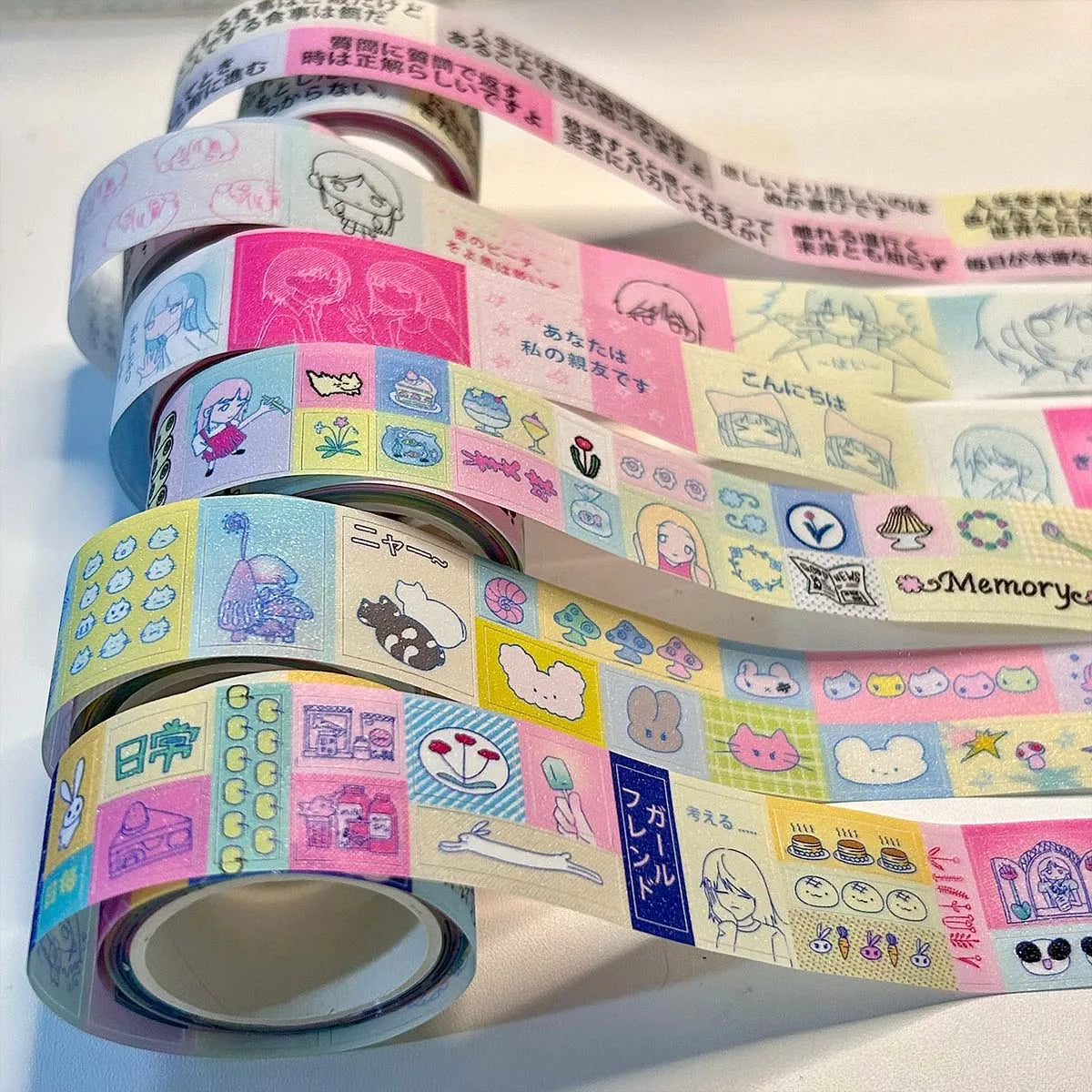 Kawaii Shiny PET Characters Washi Tape Deco Stickers for Scrapbooking