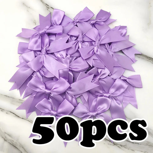 (50pcs) 1 inch fresh pink ribbon bows Polyester Satin Bow Flower DIY