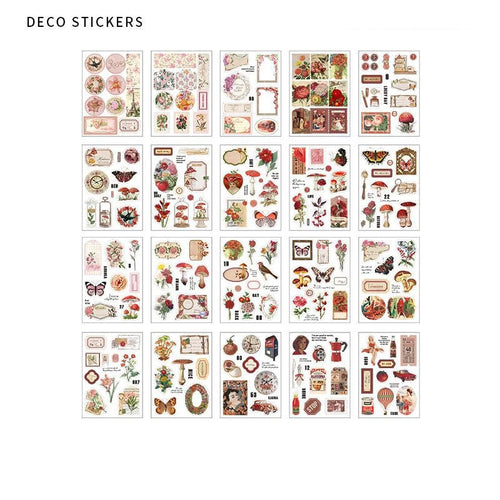 JIANQI 20 pcs PET Die cut Stickers book Plant Flower Label Decorative