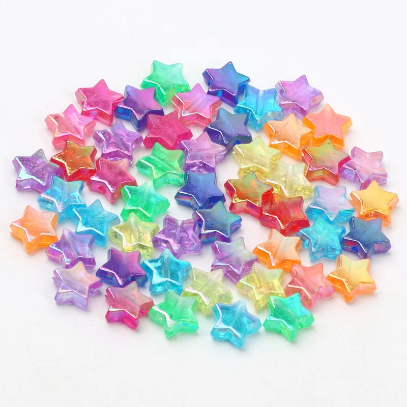50pcs Transparent AB Color Five-pointed Star Acrylic Beads Loose