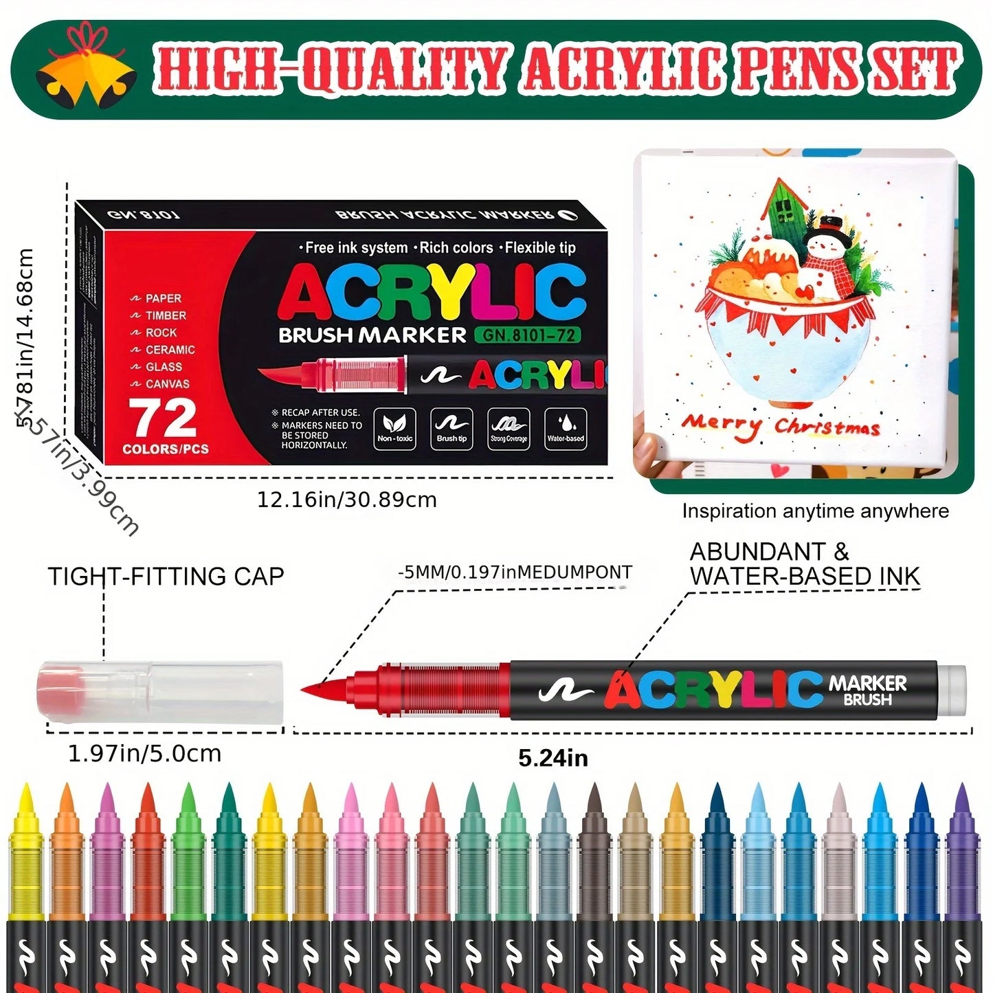 12-120 Colors Acrylic Paint Pens Markers Brush Tip Paint Markers for