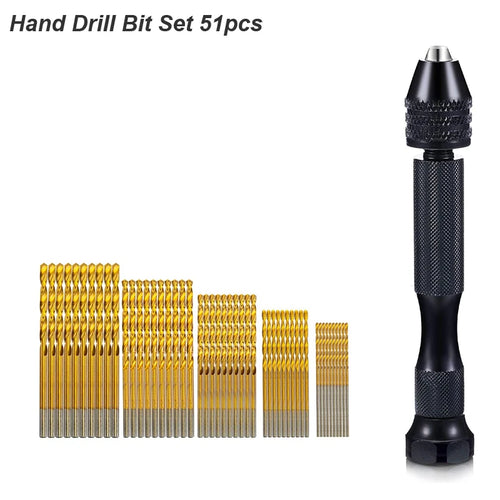 Micro Mini Pin Vise Hand Drill Twist Bit PCB Set Rotary Tool For DIY
