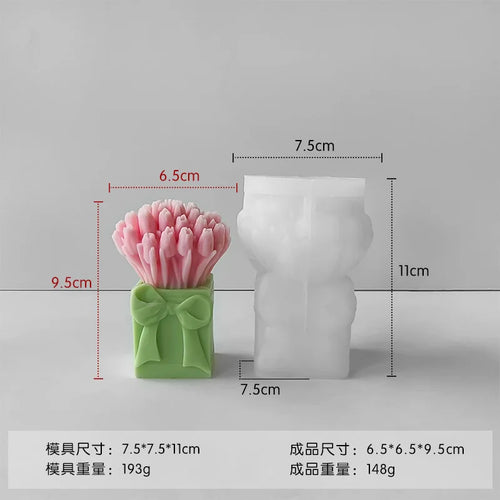3D Tulip Bouquet Silicone Candle Molds Handmade Lavender Flower Soap