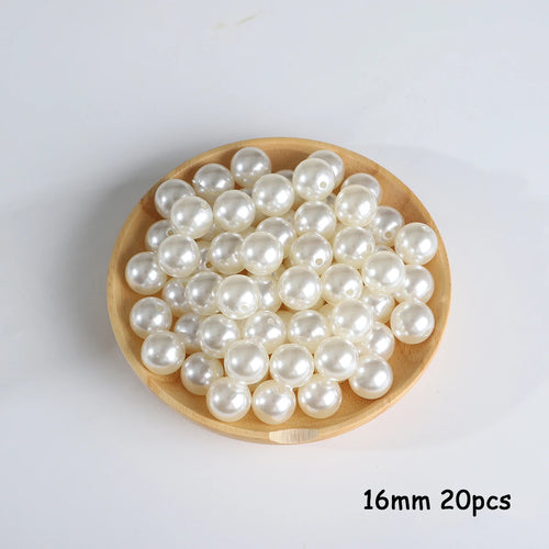 3-20mm 10-1000pcs straight hole ABS imitation pearl beige white