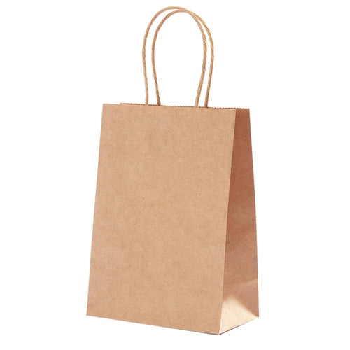 10 pcs Kraft Bag Paper Gift Bags Reusable Grocery Shopping Bags for
