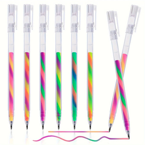 6pcs Glitter Gel Highlighter Pens Set - 1.2mm Vibrant Colors, Smooth