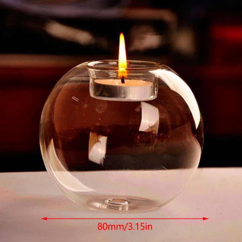 Round Clear Glass Candle Holder, Oil Lamp Candle Holder, Table