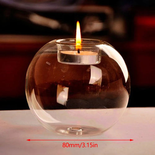 Round Clear Glass Candle Holder, Oil Lamp Candle Holder, Table