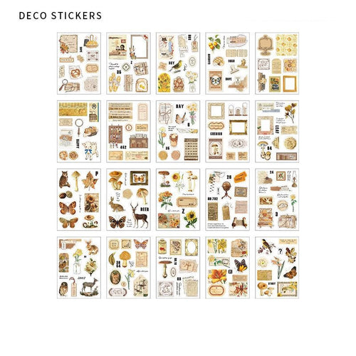 JIANQI 20 pcs PET Die cut Stickers book Plant Flower Label Decorative