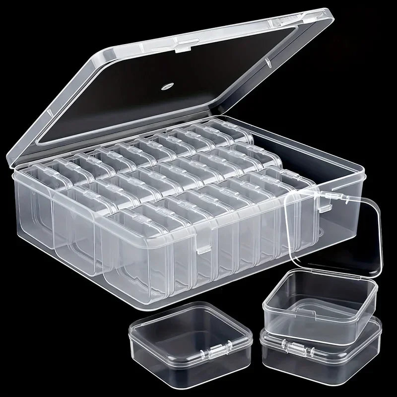12/24/30Pcs Portable Organizer Box Small Clear Plastic Bead Storage