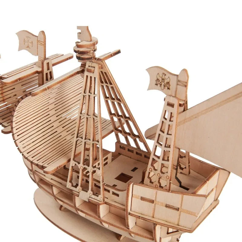 1PC 3D Sailboat Wooden Puzzle Assembly Model Puzzle DIY Wooden Crafts