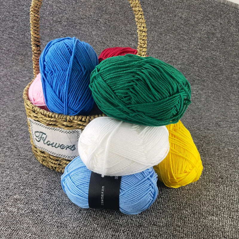 40-50g/Set 4ply Milk Cotton Knitting Yarn Needlework Dyed Lanas For