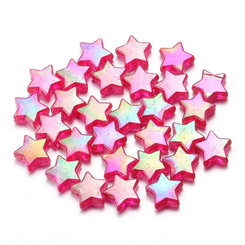 100Pcs/Lot AB Color Acrylic Star Beads Loose Spacer Charms Bead for