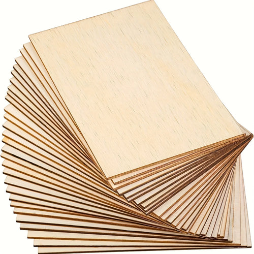 15Pcs 6X4in/15X10cm Rectangle Unfinished Wood Sheets for Crafts House