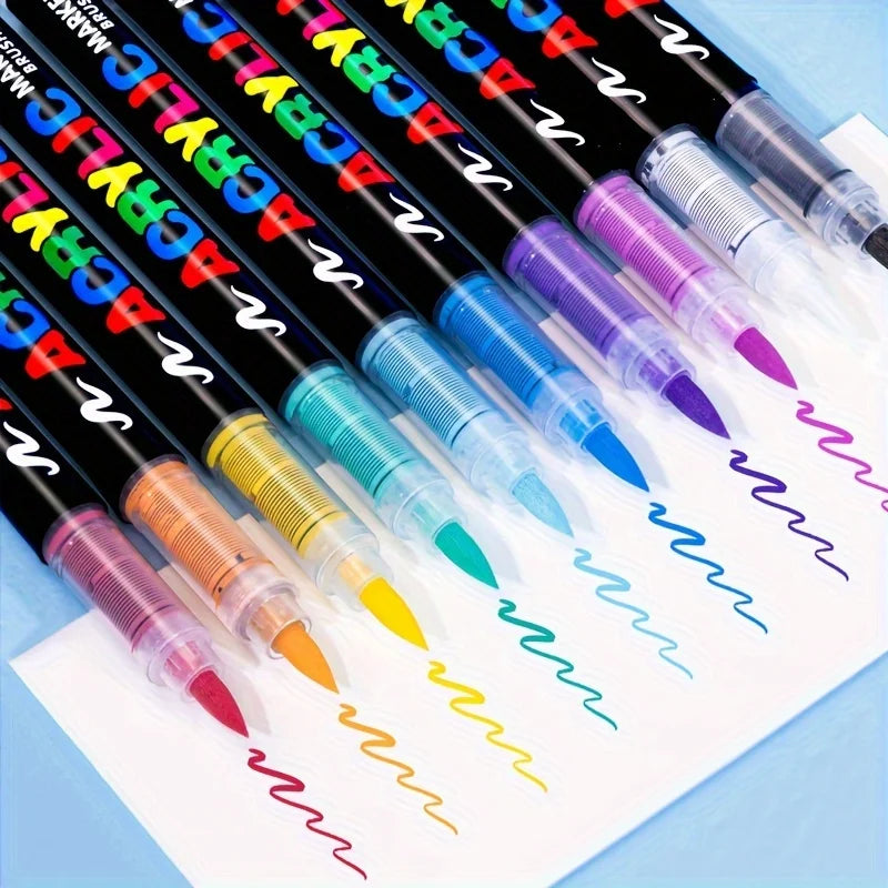 12-120 Colors Acrylic Paint Pens Markers Brush Tip Paint Markers for