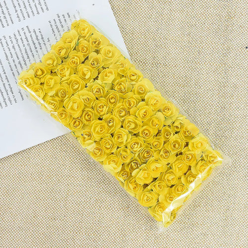 144pcs 2cm Artificial Mini Paper Rose Bouquet for Wedding Party