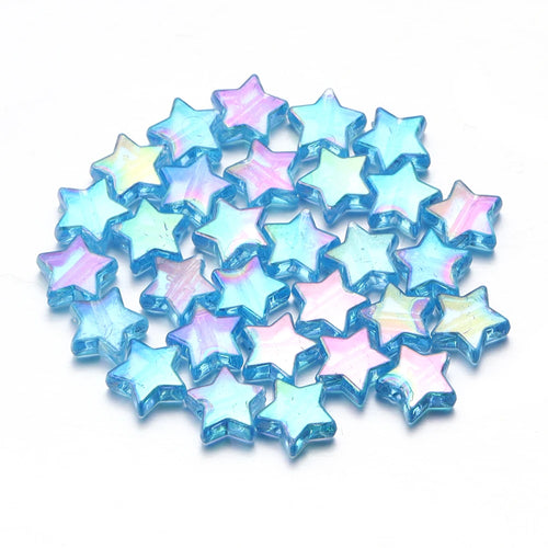 100Pcs/Lot AB Color Acrylic Star Beads Loose Spacer Charms Bead for