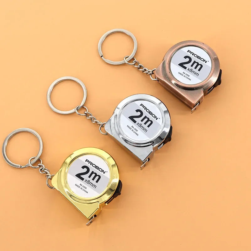 Portable Mini Tape Measure Retractable 2m Mild Steel Keychain Design