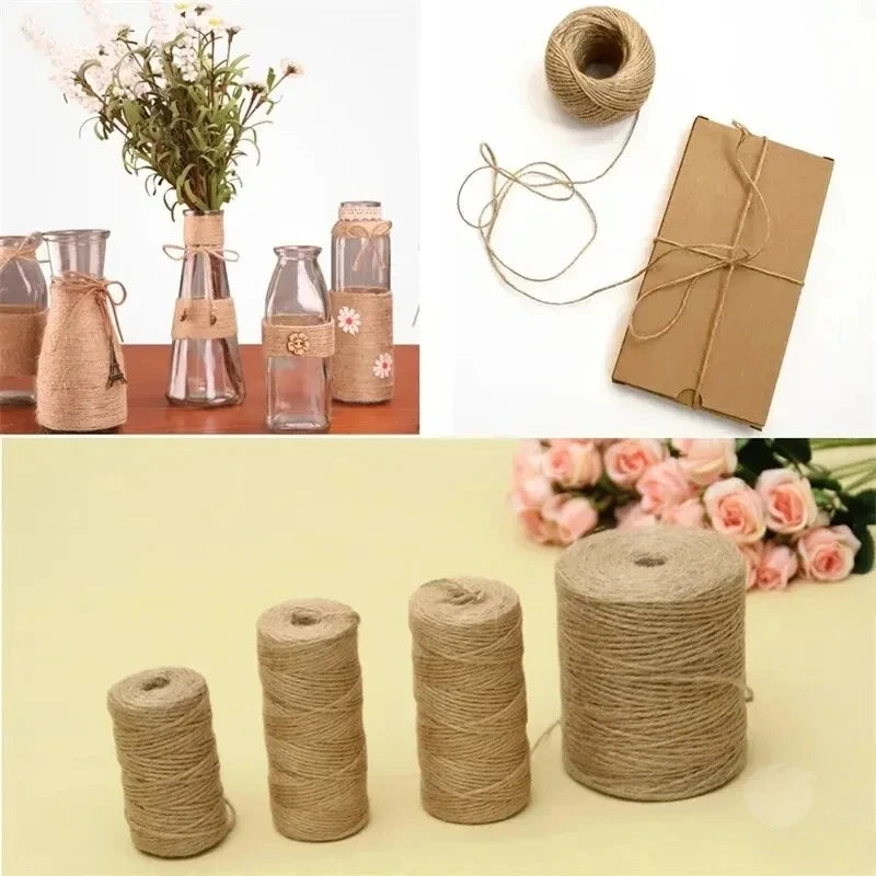 50/80/100M1- 2mm Natural Jute Rope String Ribbon Crafts DIY Vintage