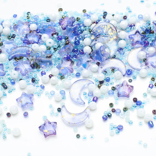 Mixed Star Moon Crystal Glass Beads Seedbeads Loose Round Pearl for