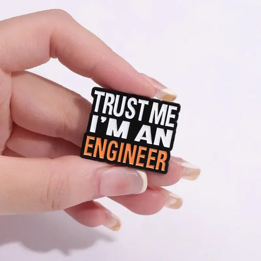 1pcs Creative Letters TRUSTMEI'MAMENGINEER Brooch Paint Craft English