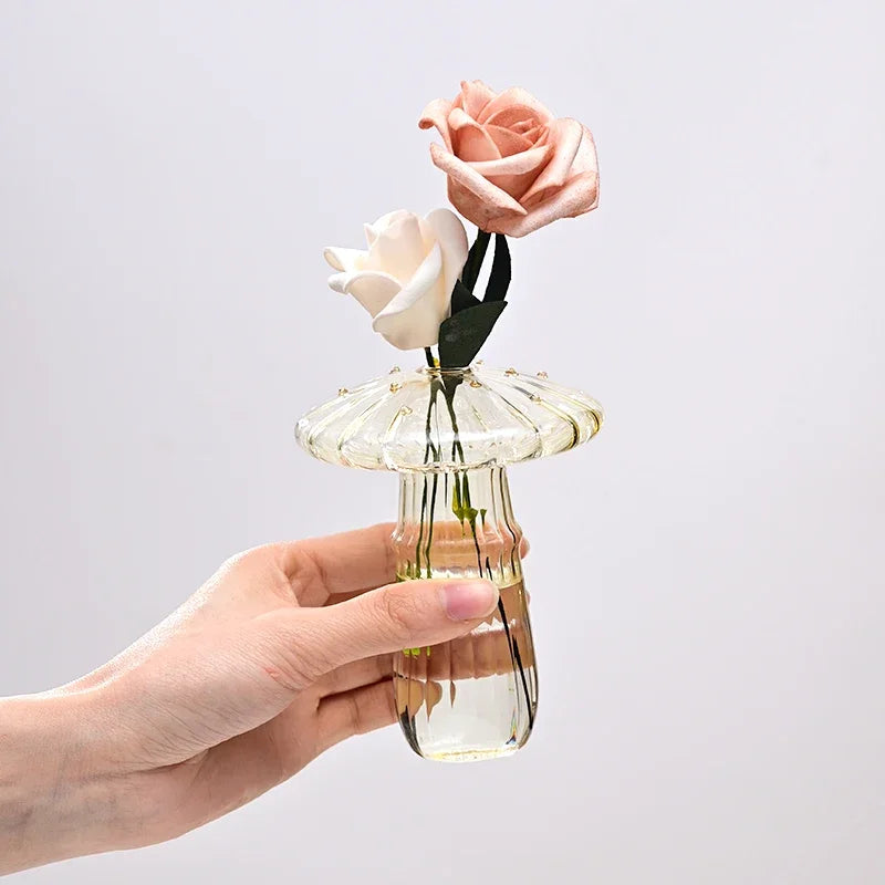 Creative Mushroom Glass Vase Plant Hydroponic Terrarium Art Plant