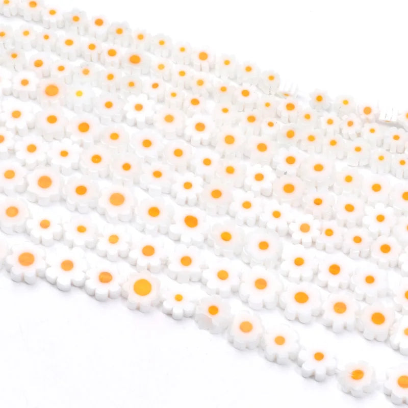 4-8mm Flower Lampwork Glass Flat Beads Daisy Spacer Loose Beads For