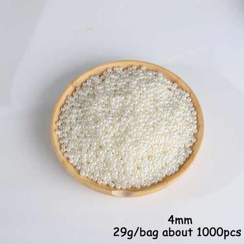 3-20mm 10-1000pcs straight hole ABS imitation pearl beige white