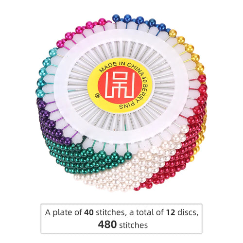 480Pcs Sewing Pins Straight Pins Head Pins Colorful White Round Pearl
