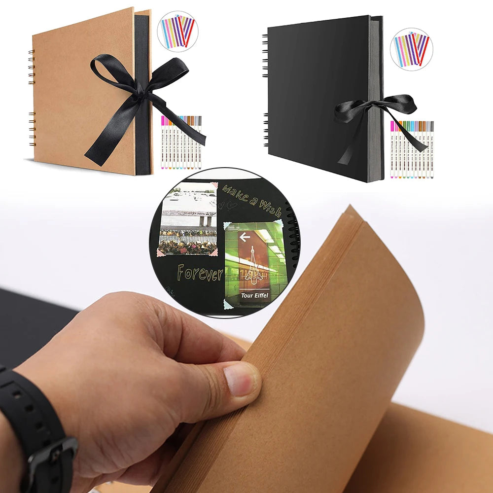 ZK20 80 Black Pages Memory Books DIY Craft Photo Albums Scrapbook