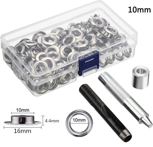 Grommet Tool Kit 100 Sets Grommets Eyelets 6mm 10mm 12mm 14mm Inside