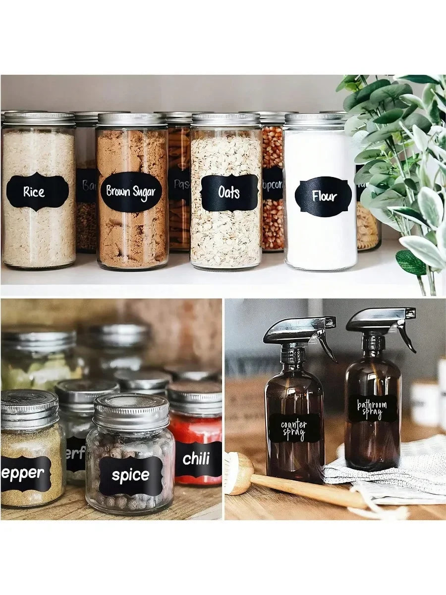 Black Waterproof Reusable Label Stickers With White Chalk For Mason